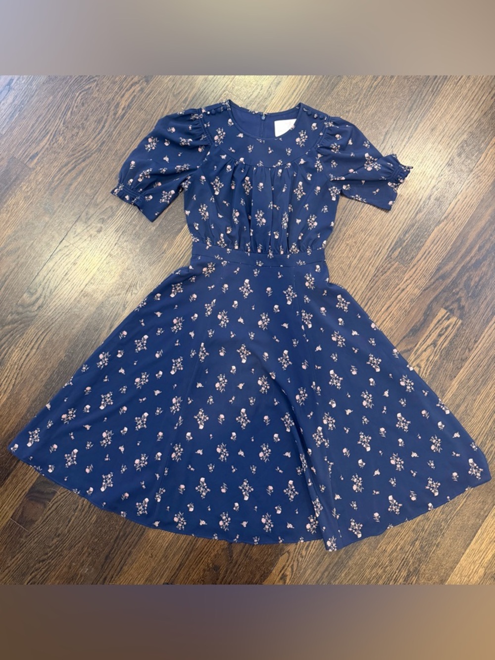 Gal Meets Glam Navy Floral Fit-and-Flare Midi Dress